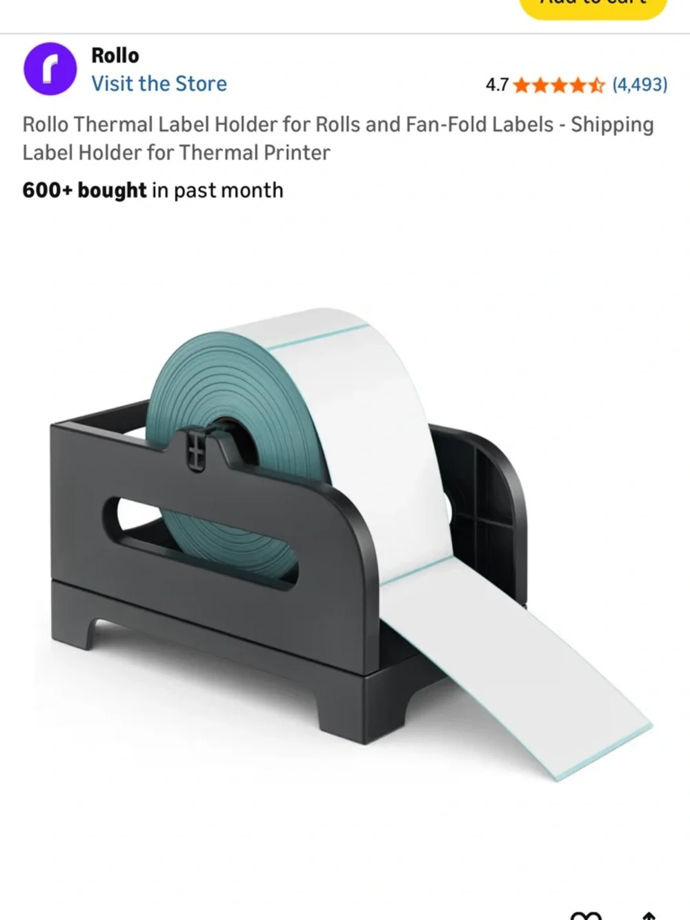 Rollo Thermal Label Holder for Rolls and Fan-Fold Labels - Shipping Label Holder